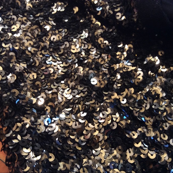 ZARA Limited Edition SEQUIN Chiffon Trimmed Black TOP sz.XS - Picture 9 of 16